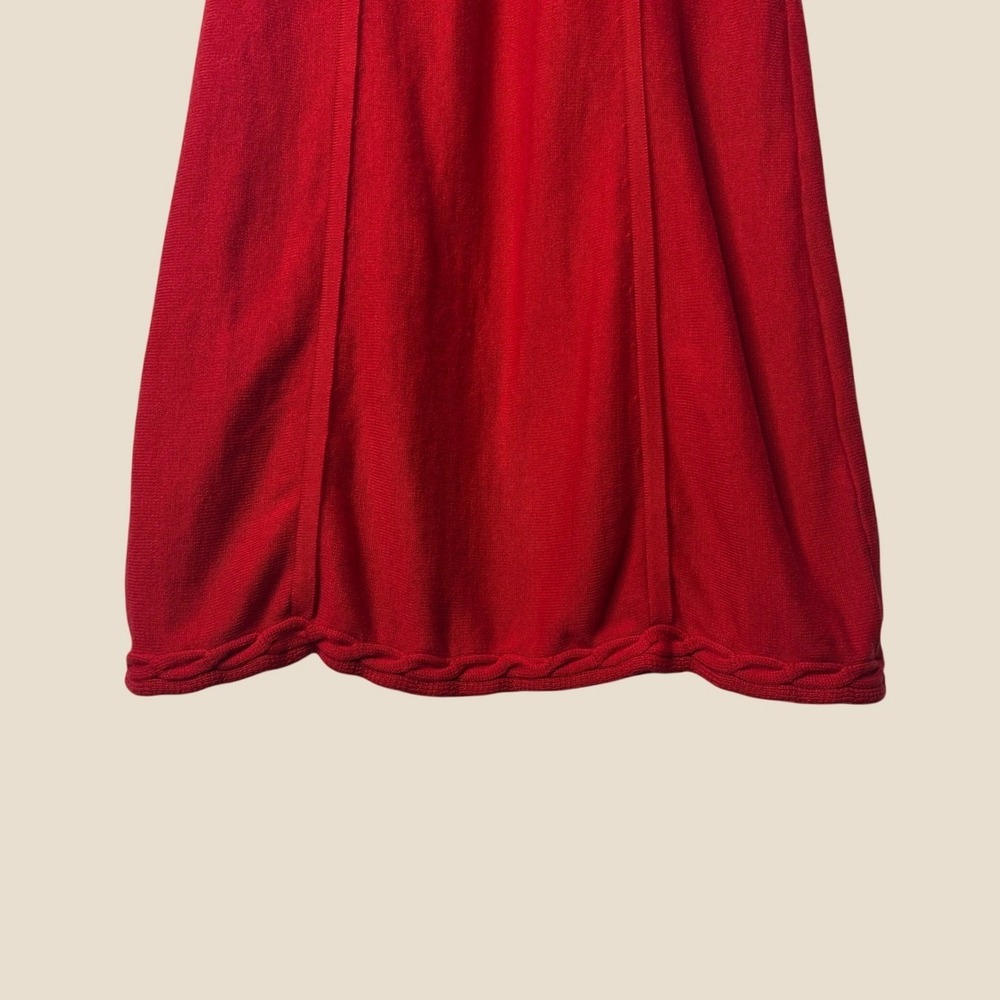 Athleta Alta Sweater Dress XS Red Organic Cotton Wool Braided Twee Collegiate - Picture 8 of 15